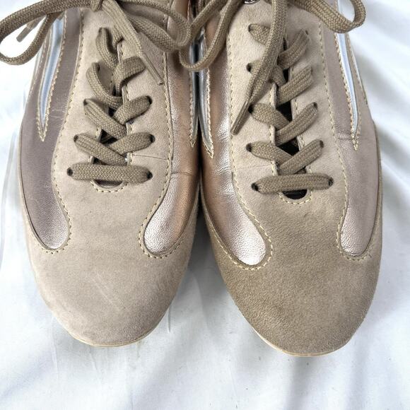 TOD'S Beige & Metallic Leather Driving Sneaker Performance Shoes Womens Size 11 - Picture 4 of 13